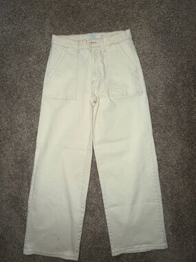 Time and Tru Cream Straight Leg High-Waist Pants